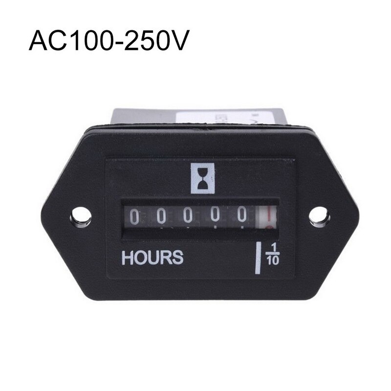 DC10-80V/AC100-250V Hour Meter For Lawn Mower Electric Generator Bulldozer Industrial Timer-1: AC100-250V