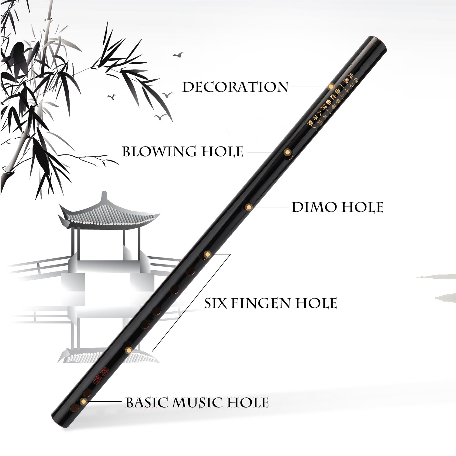 Bamboo Flute Traditional Handmade Bamboo Flutes Woodwind Instrument for Beginner Learner Student Practice Training