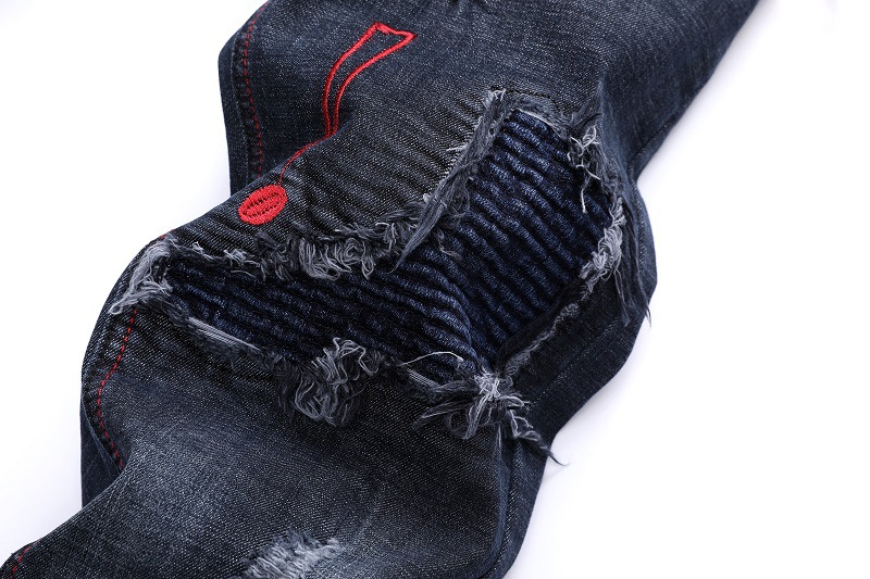 Pantalones vaqueros elásticos rasgados y rayados para hombre, Jeans de Moto y motorista de estilo, Jeans casuales de con contraste de Color, necesidades geniales para jóvenes;