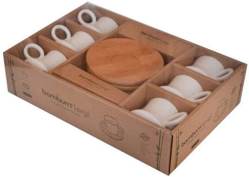 Porselen kaffekopp sett  av 6 med bambus tallerken spesiell stilig kopp sett bambum largi