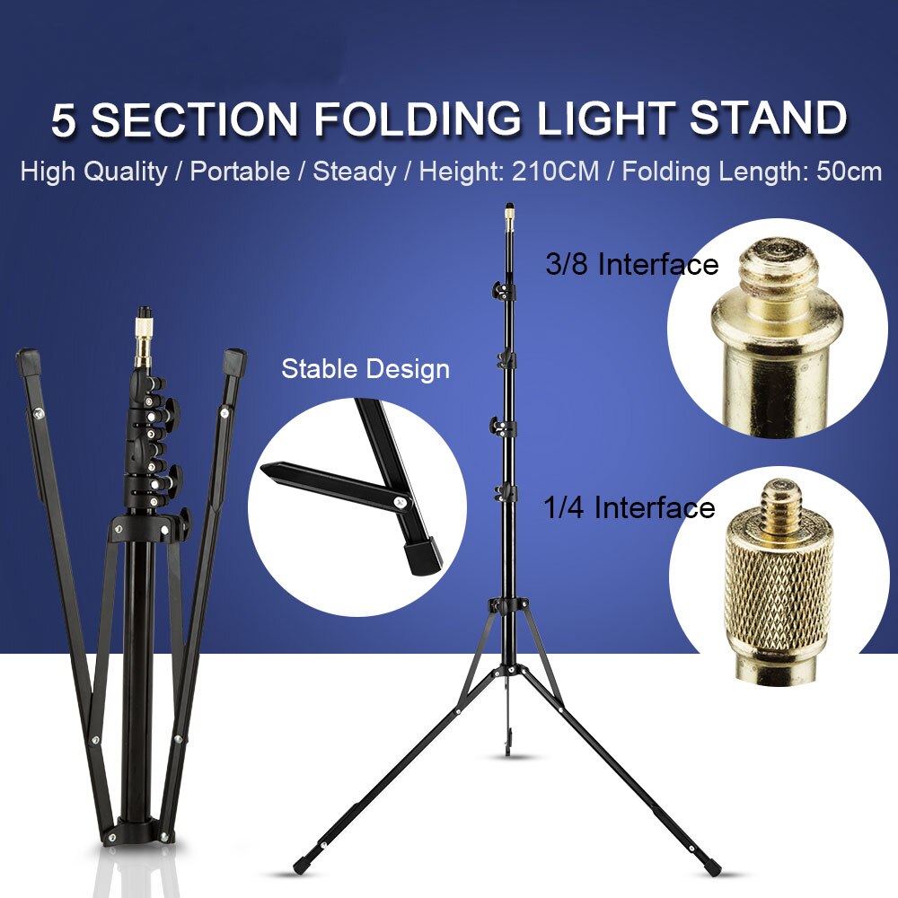 210cm 5-Abschnitt 83&#39;&#39; Faltbare Umgekehrter Bein Licht Stehen Tragbare Faltbare Stativ Außen Licht Stehen für Studio-speedlite