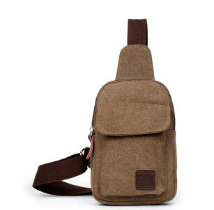 Männer Kleine Brust Schlinge Tasche Reise Wandern Kreuz Körper Bote Schulter Solide Männer Leinwand Tasche: dunkel braun