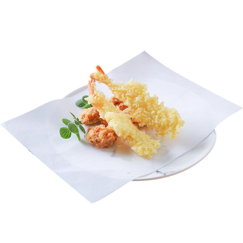 Papel absorbente de aceite para alimentos, hoja de Tempura japonesa, papel de cocina absorbente de aceite para sándwich, papel para envolver alimentos fritos, 50 Uds.