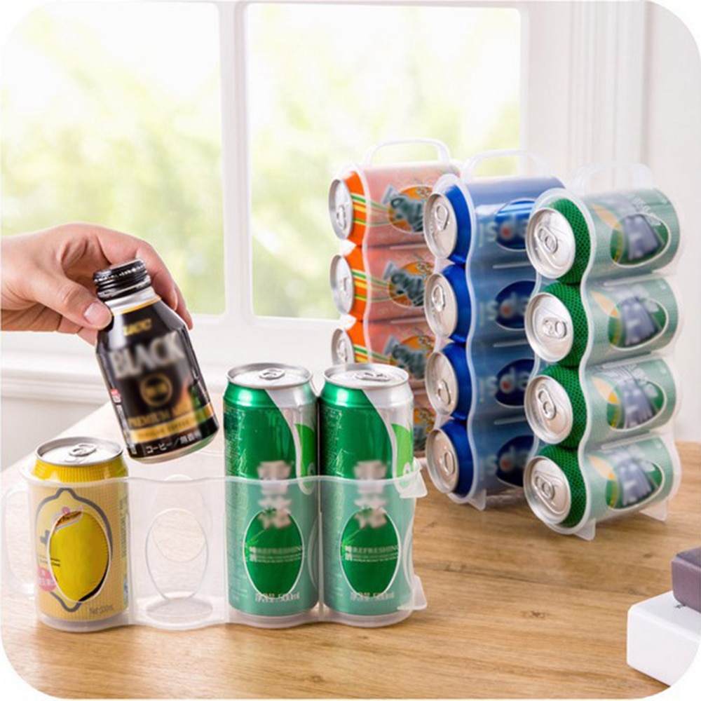 Kitchen 2Pcs Beer Soda Can 4 Storage Box Fridge Drink Bottle Fridge Organizer