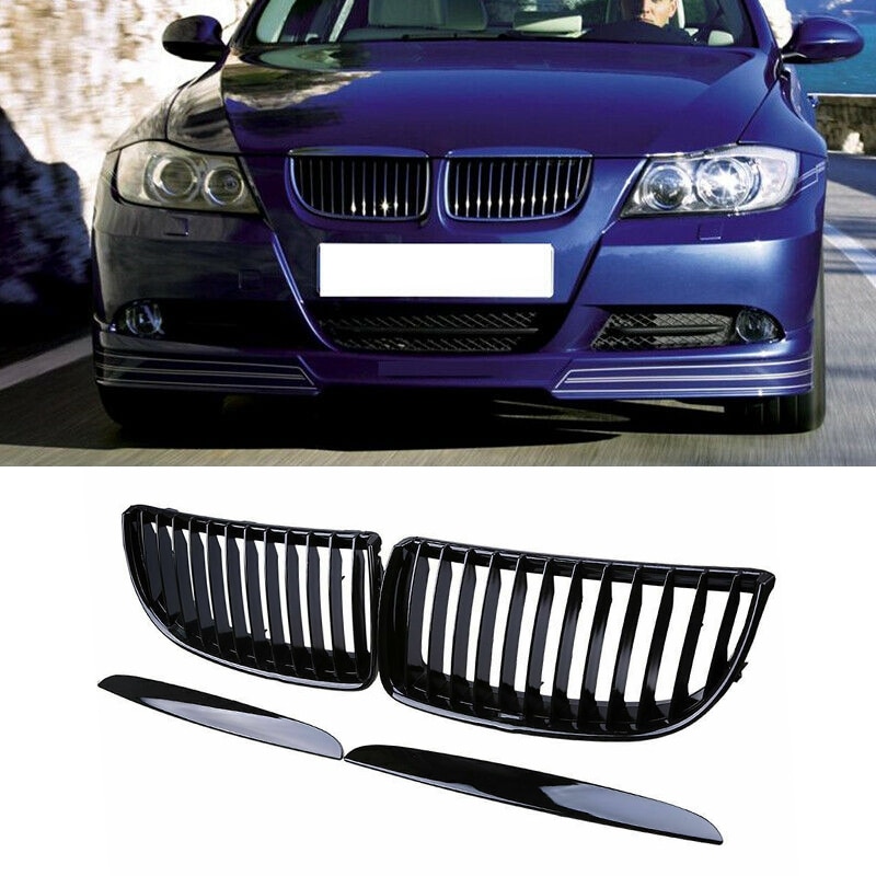 Auto Gloss Black Voorbumper Radiator Roosters Grill Voor-Bmw 3 Serie E90 E91 2005 51712151895 51712151896: Default Title