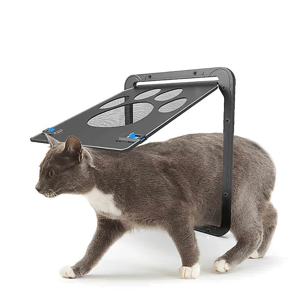 Pet Screen Door Magnetic Flap Screen Automatic Lockable Black Door for Small Cat Kitten Puppy H27001