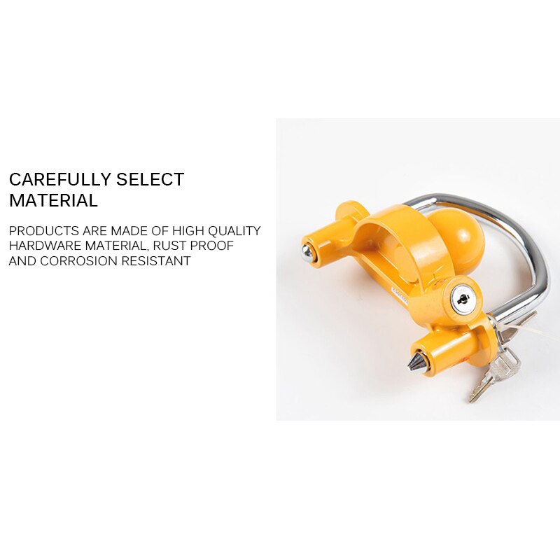 Universal Heavy Duty Hitch Lock Caravan Trailer Ball Coupler Trailer Lock Heavy Duty Hitch Anti-Theft Lock Yellow