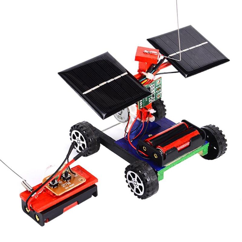 Assemblage Rc Speelgoed Diy Mini Houten Auto Draadloze Afstandsbediening Voertuig Model Diy Solar Auto Kinderen Speelgoed Wetenschap Educatief Speelgoed