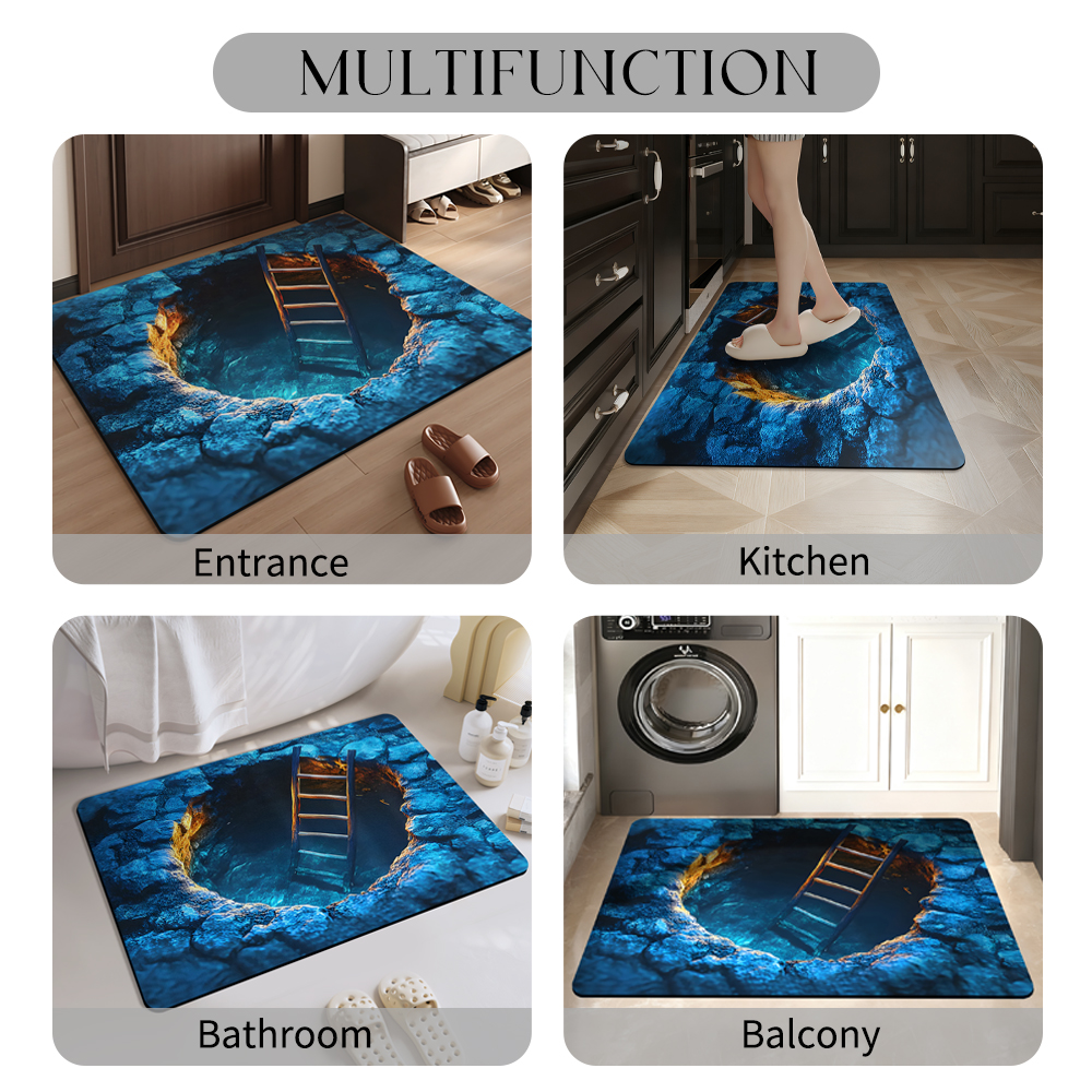 Front Door Mat Entrance Brick Bottomless Hole Area Rug 3D Trap Optical Visual Illusion Rugs Playroom Floor Carpet Mat
