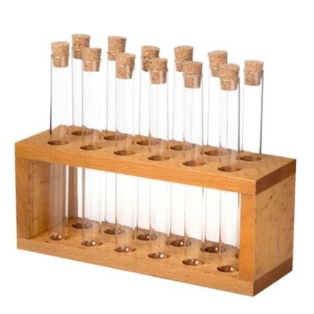 Spice Set Houten Standaard 12Pcs Glazen Pot Buis Spice Paddestoel Keuken Accessoires Kruidenrek Spice Jars Set Hout Spice container