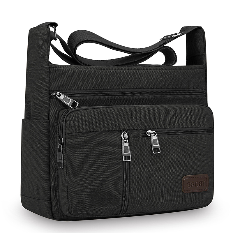 Canvas Schoudertas Fles Mannen Vrouwen Casual Eenvoudige Mode Retro Crossbody Cross Vierkant Gelaagd