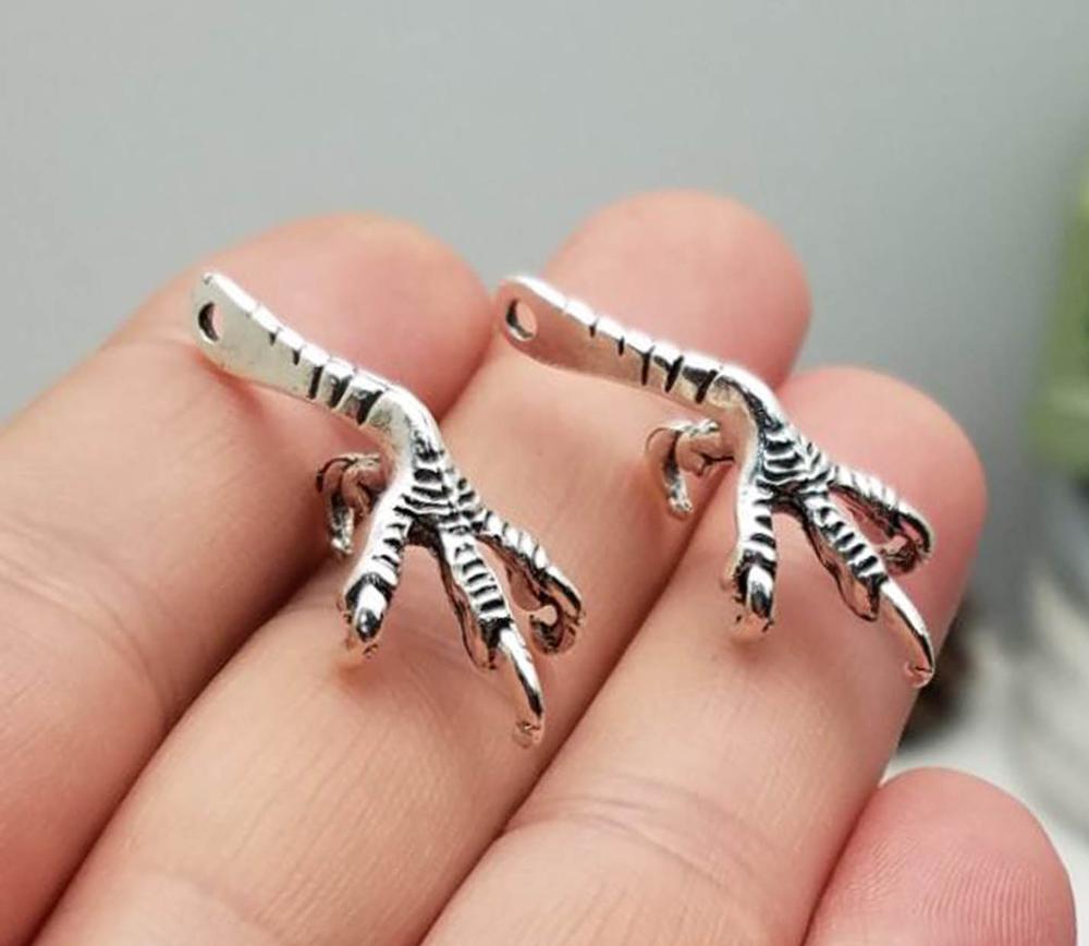 15 pçs/lote -- 33x16mm antigo prata chapeado águia garra encantos pingentes de pássaro para diy suprimentos jóias que fazem acessórios chaveiro