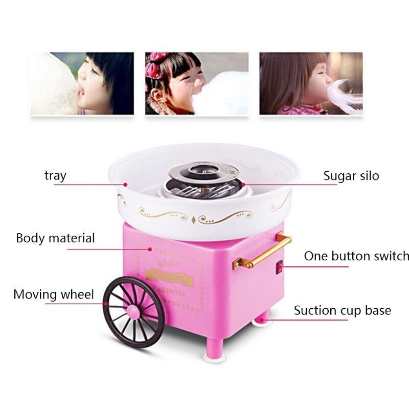 Nostalgi vagn sockervadd maskin mini candy floss maker hemmabruk bänkskiva elektriska barn