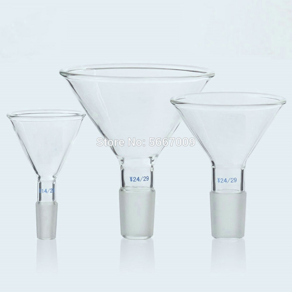 1Pcs Clear 50mm to 150mm Glass Conical Feed Funnel With Standard Ground-in Mouth For Using In Lab Experiment Supply