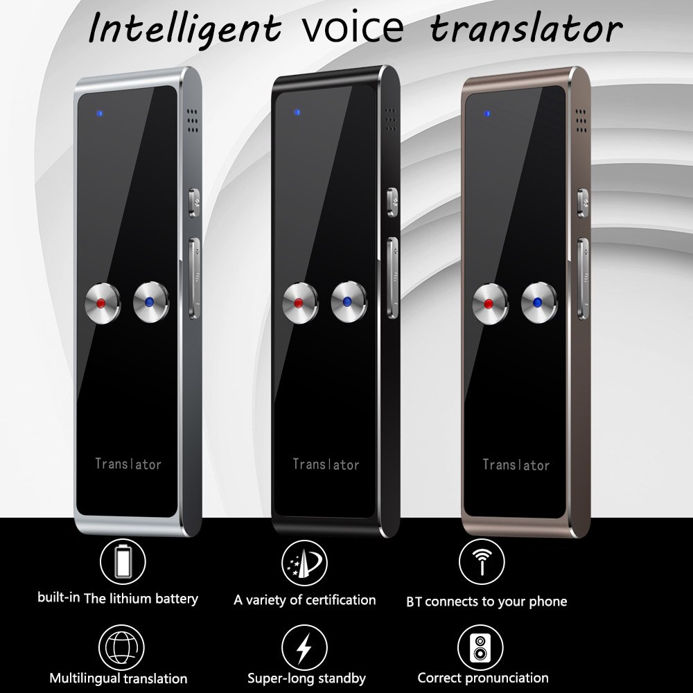 Traductor de voz T8 Multi-idioma portátil Smart Bluetooth traducción en tiempo Real para 68 idiomas en el extranjero viajes de negocios