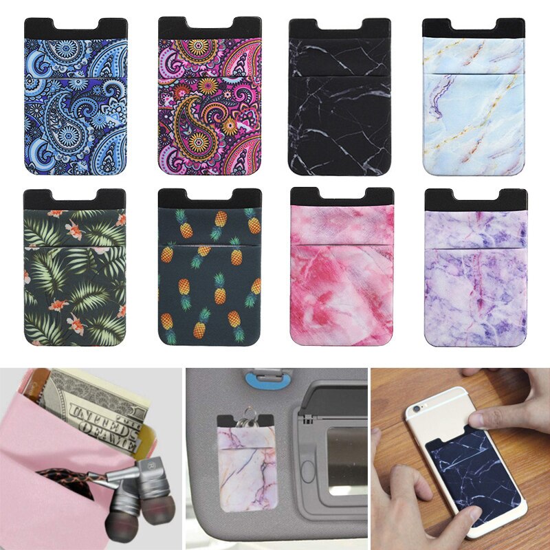 Doppel Tasche Elastische strecken tuch/mikrofaser praktisch Ich würde Kreditkarte Halfter Aufkleber Universal- Brieftasche fallen Karte Halfter