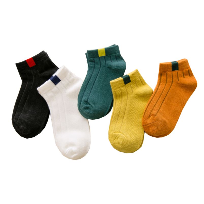10 stück = 5 Paare freundlicher Weiche Baumwolle Socken Frühling &Ampere; Herbst Mädchen Kurze Socken Mit Jungen Socken 1-10 jahr Schule Sport freundlicher Socken