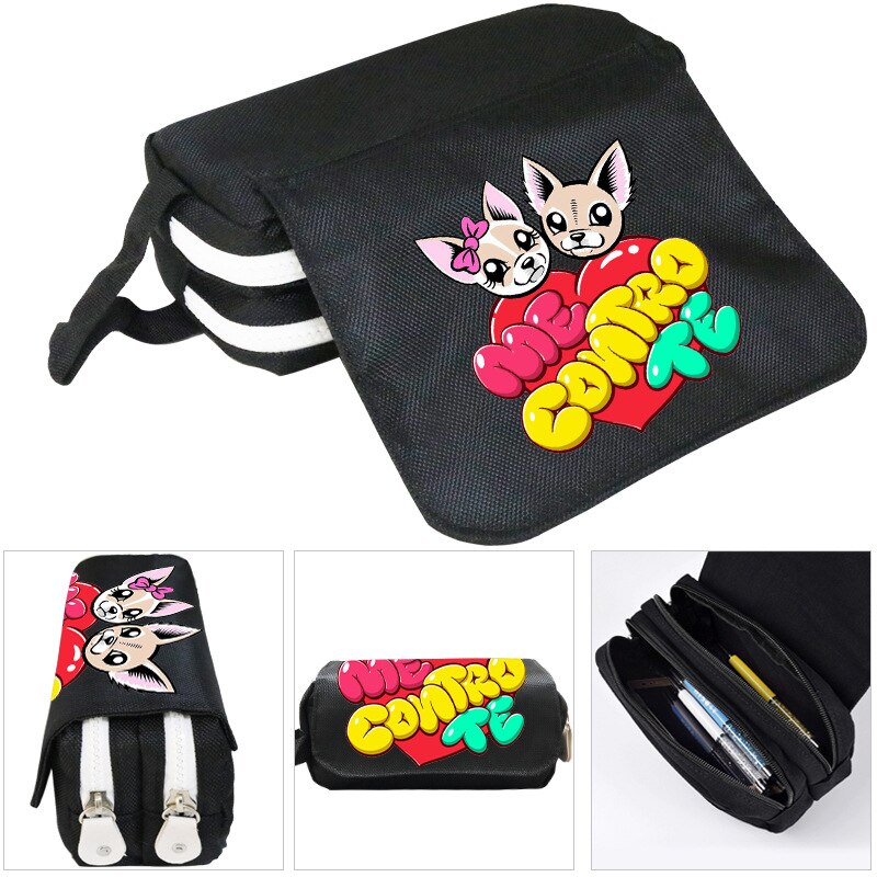 Lady Cosmetic Bag Girls Big Pencil Pouch Me Contro Te Pencil Case Oxford Cloth Double-layer Pencil Bag for School Student Boys: black 4