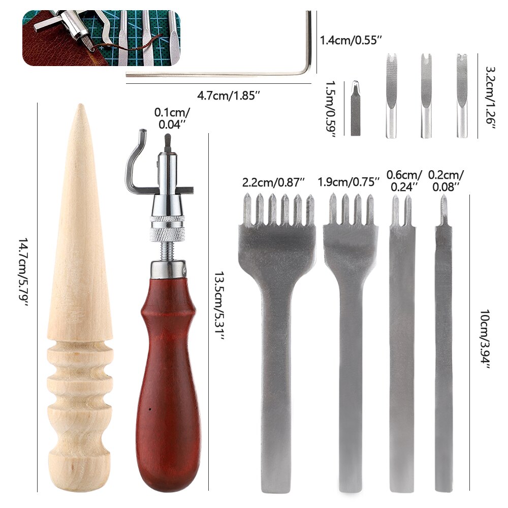 11pcs Leather Craft Tools Hand Sewing Stitching Ca Vicedeal
