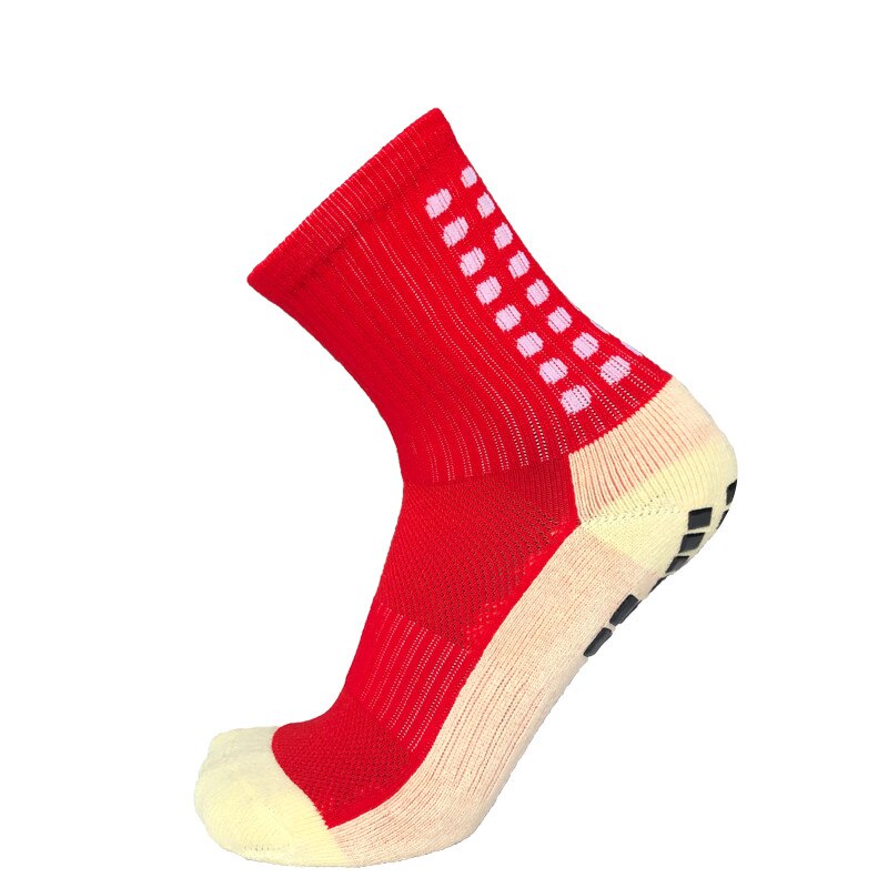 Anti-slip Plantar Rubber Block Soccer Socks Men Outdoor Sport Football Socks for women: Red