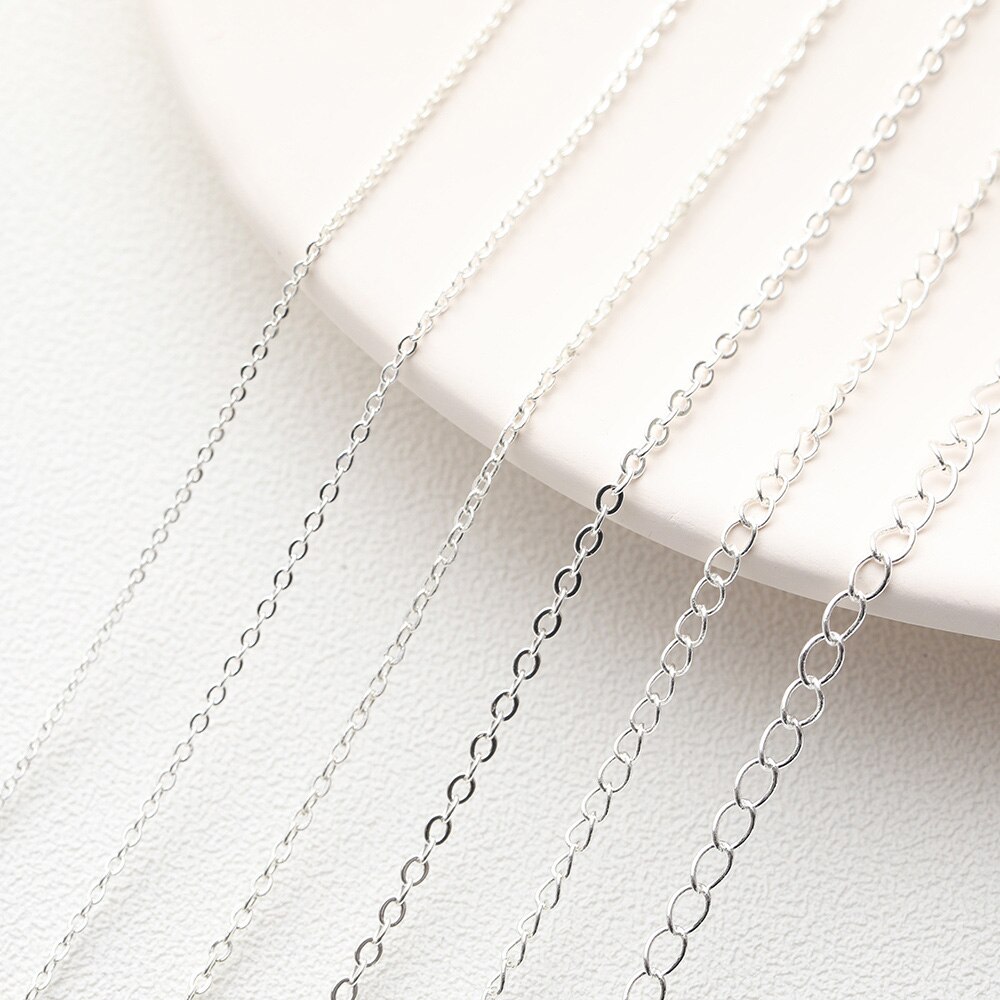 1 Meter 925 versilberte Ketten Armbinde Messingkette für Schmuckherstellung Halskette Diy Ohrringe Zubehör handgemachte Accessoires 39"