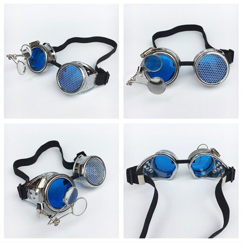 Cosplay Steampunk Goggles Industrial Magnifier Retro Gothic Eyeglasses Halloween Props Punk Glasses Red Blue Green Yellow Black