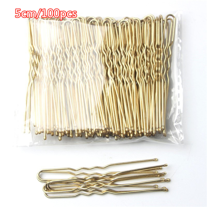 Horquilla básica de Metal chapada en oro y marrón en forma de U, horquilla Invisible para estilismo del cabello, accesorios para el cabello de salón, agarre seguro para el cabello: Blanco
