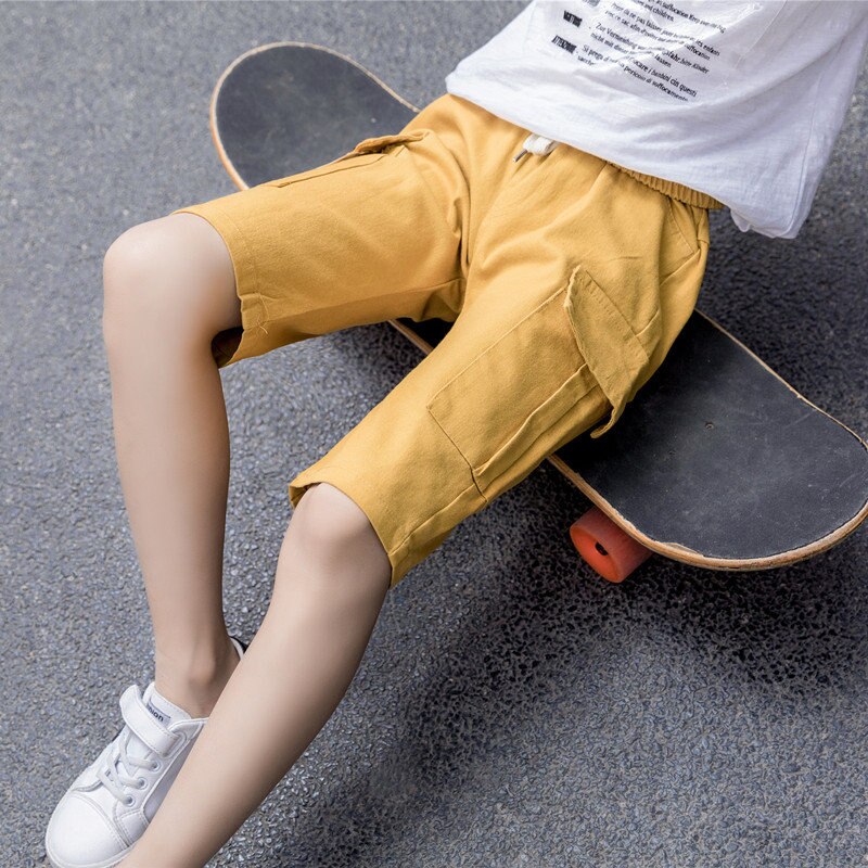 Kids Boy Casual Shorts With Pocket Summer Teenager Cargo Shorts For Boys Child Cotton clothing For 5 To 13 Years Old