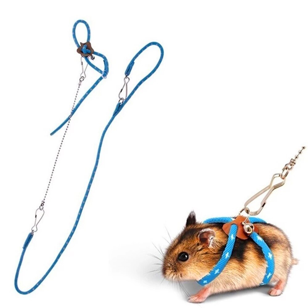Adjustable Small Pet Rat Mouse Hamster Rope Lead Leash With Bell Ultralight Soft Portable Pet Plaything^^: 1