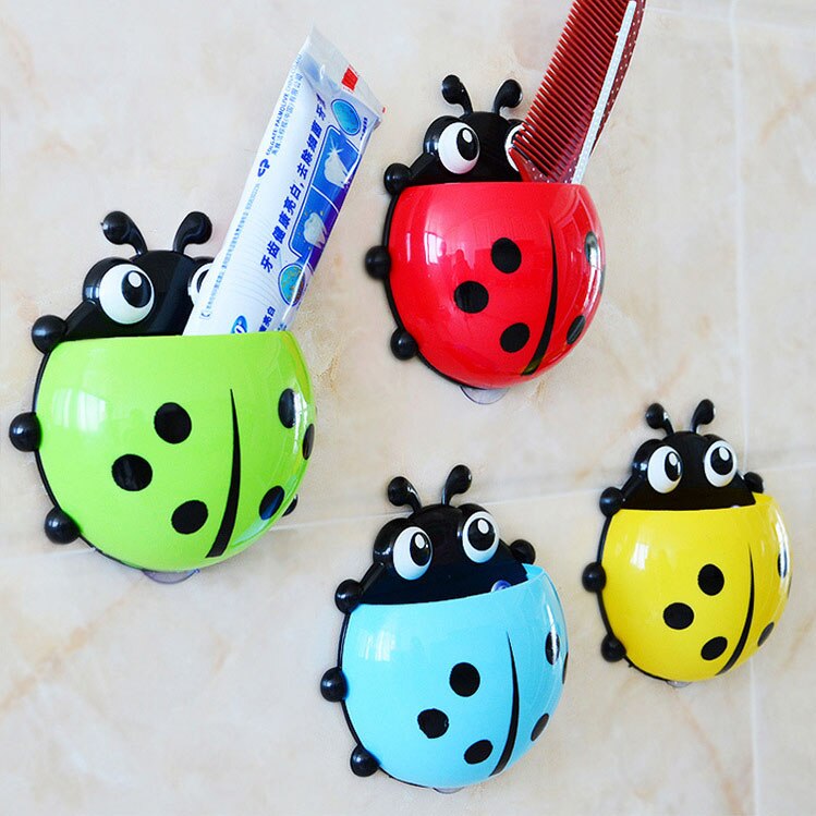 1Pcs Cute Ladybird Beetle Toothbrush Toothpaste Shelves Pencil/Pen Storage Holders &amp; Racks Children Brush Teeth Bathroom Supply: 1pcs Random color
