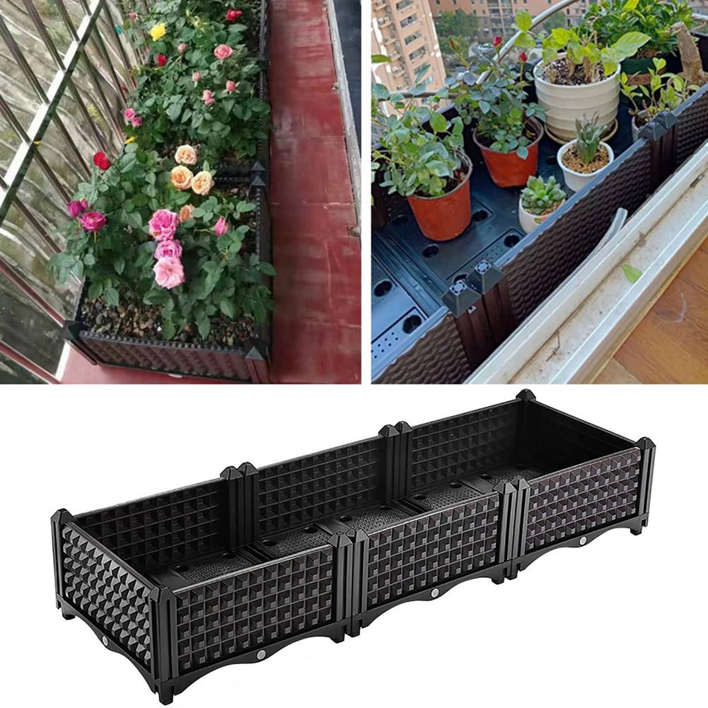 Raised Planter Grow Box Rectangular Flowerpot Elevated Garden Bed Garden Pots &amp; Planters Elevated Garden Bed Garden Decoration