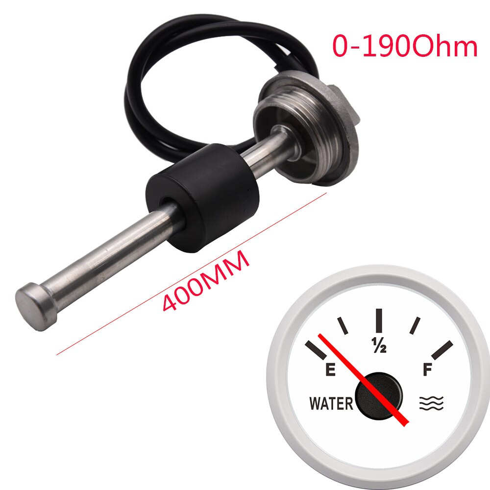0-190Ohm 52MM Water Level Gauge Red Backlight Water Tank Level Indicator Meter with Fuel Level Sensor 200MM 250MM 300MM 400MM: 400mm ww gauge