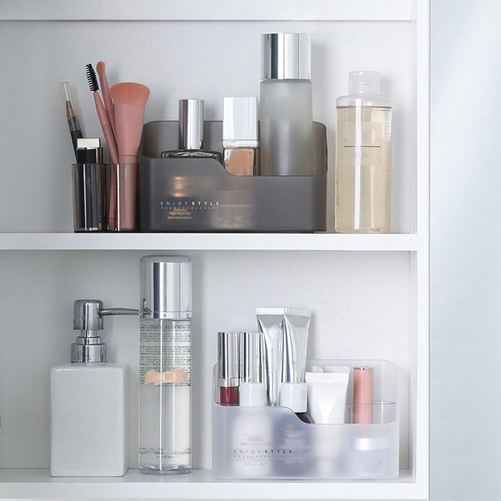 Scatola di immagazzinaggio del bagno di trucco di plastica organizzatore cosmetico Desktop Make Up custodia per gioielli articoli vari organizzatore per contenitori da tavolo