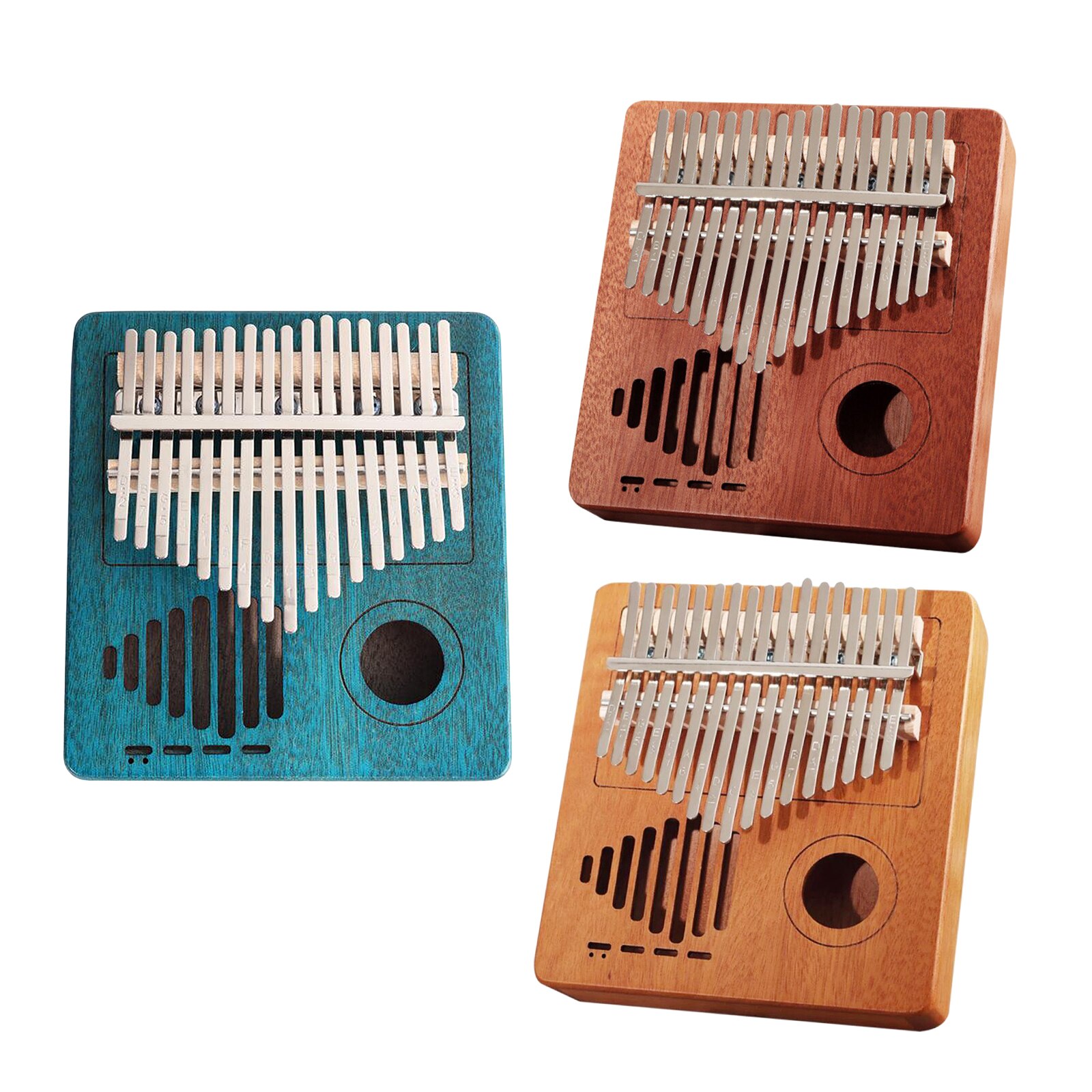Kalimba 17 Touches Navigatee – Pouce Piano En Bois D'Acajou De Qualité, Bleu, Avec Accordeur, Sac Et Tutoriel Complet