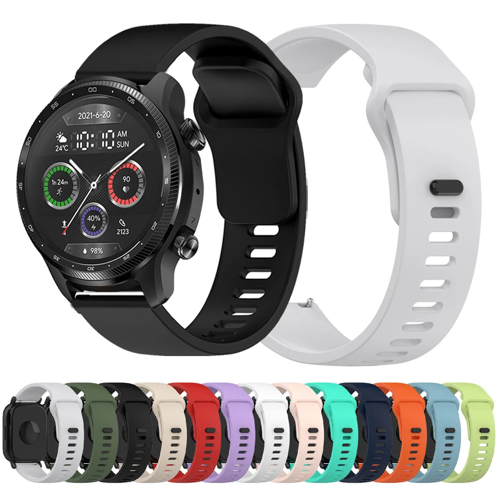 20mm 22mm silikone urrem til ticwatch pro 3 ultra rem til ticwatch gtw/gtx /s2/e2/e3/ gth udskiftning blød sportsrem