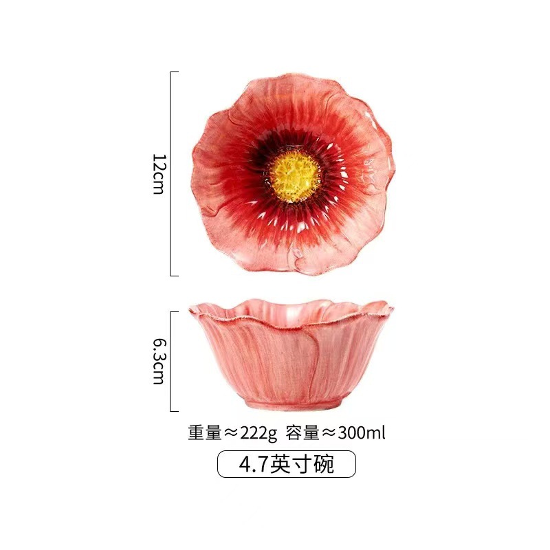 Keramische Bloem Serveerschaal Taart Dessertbord Bloem Keramische Kom Huishoudelijk Servies Set Eettafel Keuken Gereedschap Decoratie: WIT