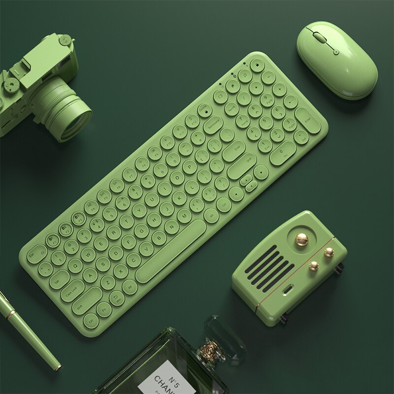 Bluetooth-compatible Gaming Keyboard Mouse Set For Macbook Phone iPad Tablet PC Gamer Keyboard Gamer Mouse iPad Keypad Mice: Green with Mouse