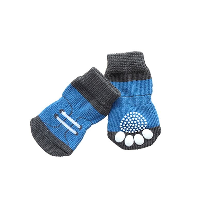4 pièces anti-dérapant Pet chaussette Pet chiot chien chaussettes doux tricot bas chaussettes vêtements vêtements vêtements armure dérapage bas chien chaussettes Pet: Bleu / XL