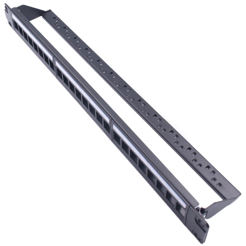 1U Cabinet Pass-Through 24 Port CAT6 Patch Panel RJ45 Connector Network Cable Adapter Keystone Jack Frame