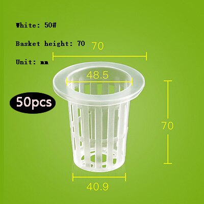 50Pcs Planten Mand Plastic Hydrocultuur Groente Planten Mand Grondloze Teelt Planten Blauw Cup Wortel Fixer: 50white