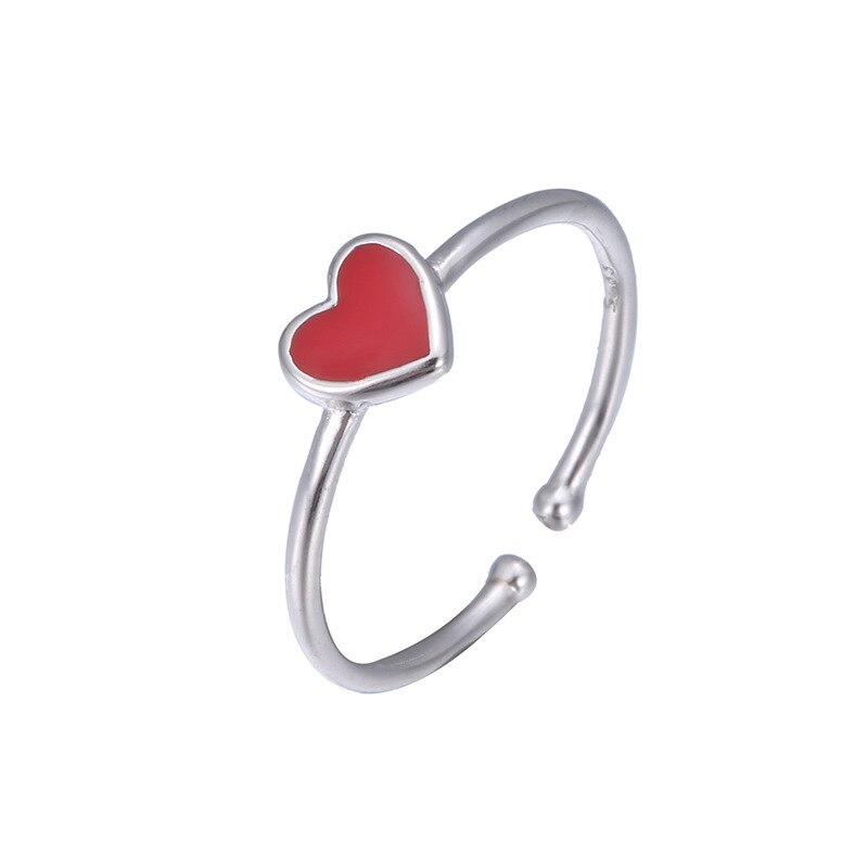 Trendy Zilveren Kleur Rood Liefde Hart Ringen Voor Vrouwen Bridal Wedding Engagement Sieraden Grote Opening Antieke Ringen