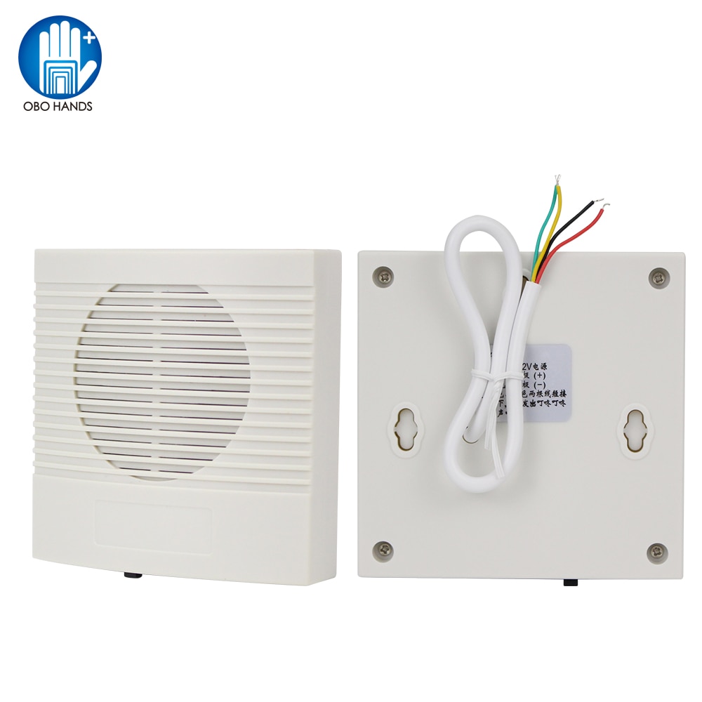 12VDC Wired Doorbell with 4 Wires White ABS Plastic Fireproof Door Bell Dingdong Chime 3 Ringtones Musical for Access Control