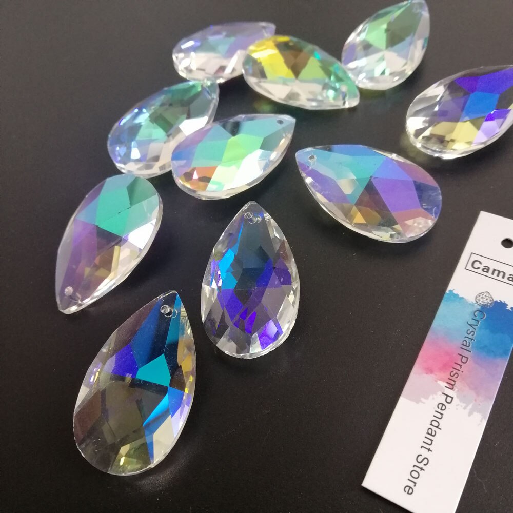 Kamel 5 stk ab farve glas 38mm dråbe  k9 krystal perler diy lysekrone vedhæng del lampe prismer smykker hængende dekoration