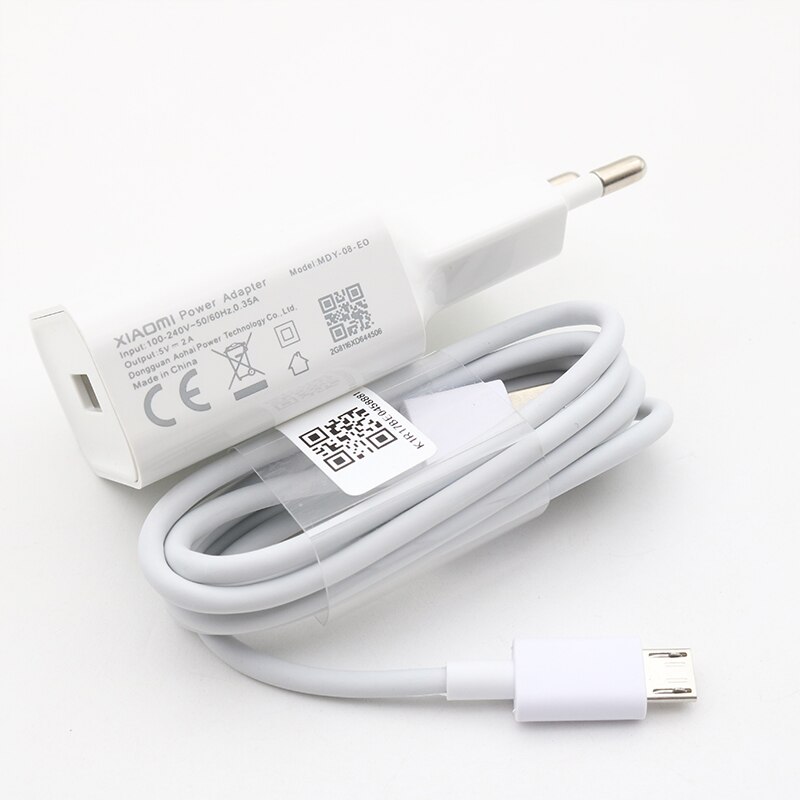 Original Xiaomi EU Charger 5V/2A Adaptive USB 10W Charge Adapter USB Micro Cable For Redmi Note 2 3 4 5 plus pro 4X 5a 4a S2 3 S: White Charger Cable