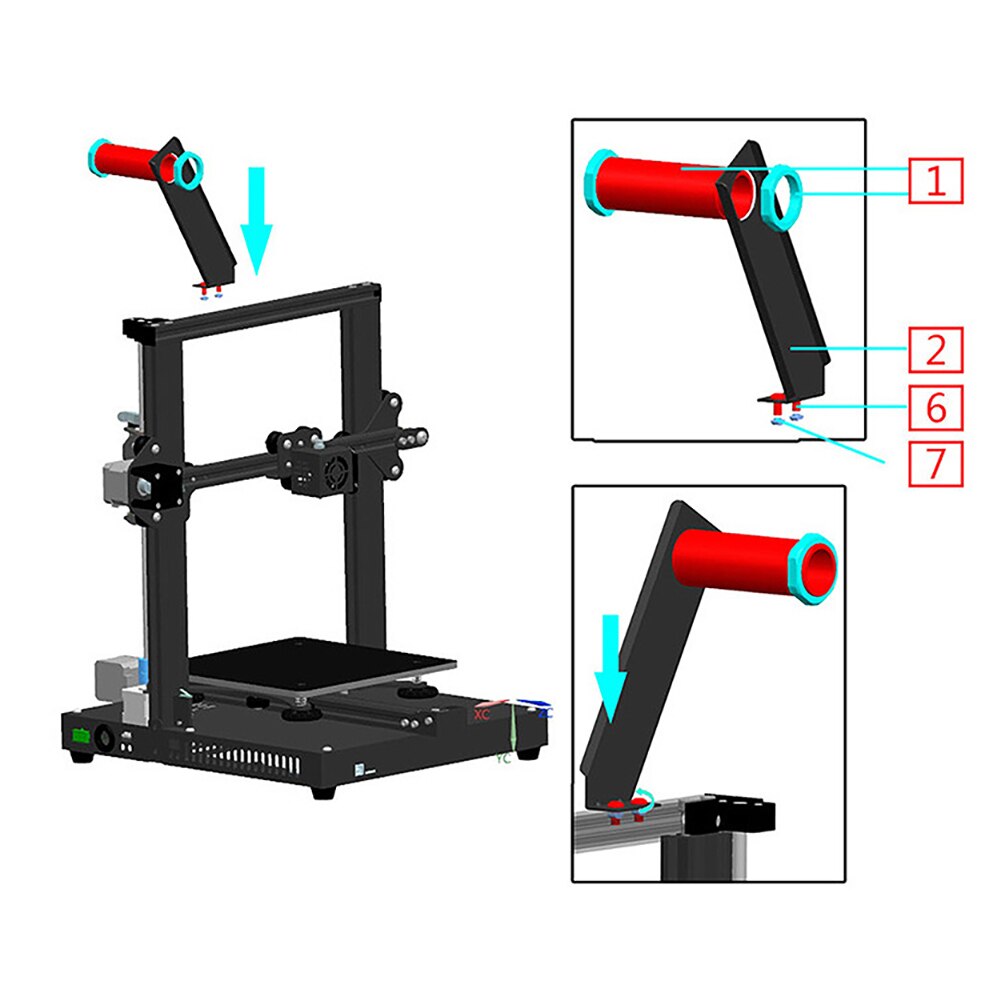 3D Printer Accessoires Deel Gereedschap Met Moer Universele Cr-10S Cr-10S4 Hotend Opknoping Buis Rack Montage Materiaal Rack