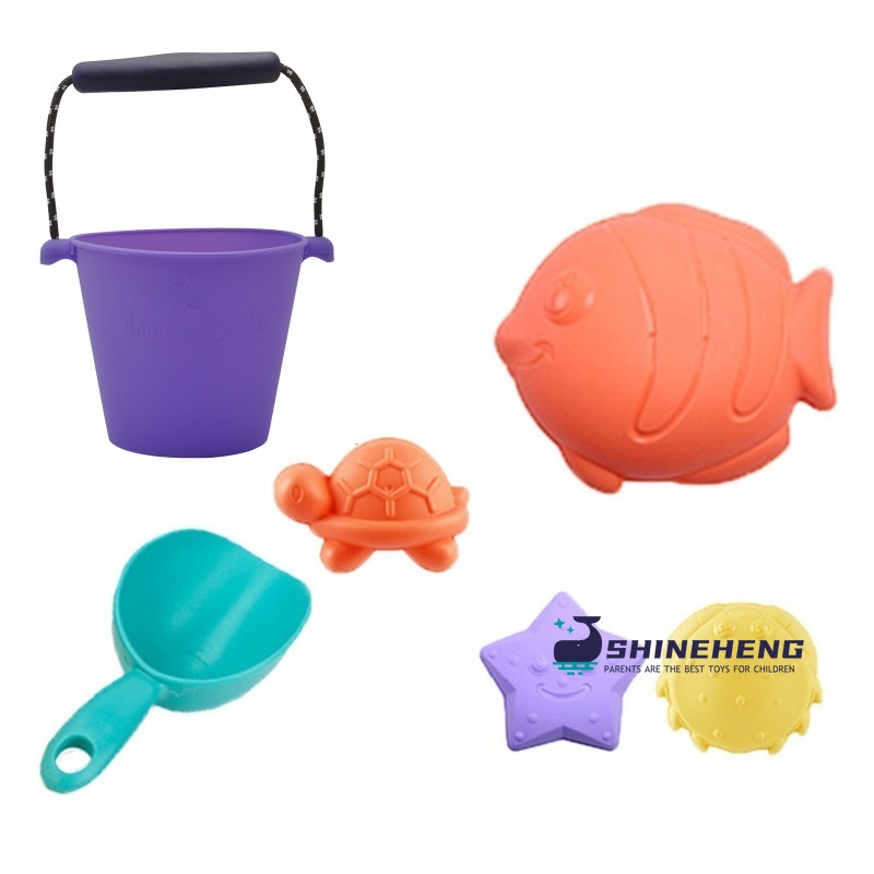 Children Beach Toys Silicone Bucket Summer Digging Sand Tools Summer Baby Water Game Play Outdoor Toy Set Sandbox for Boys Girls: SKU-001