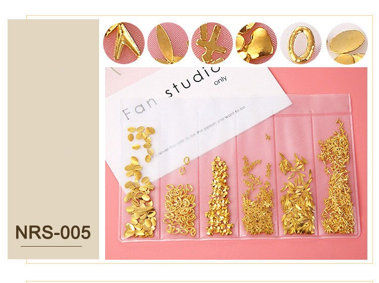 1 paquete mezclado 3D DIY oro hueco Metal remache de diamantes de imitación decoración de Arte de uñas perla DIY tacos de manicura Accesorios: 005