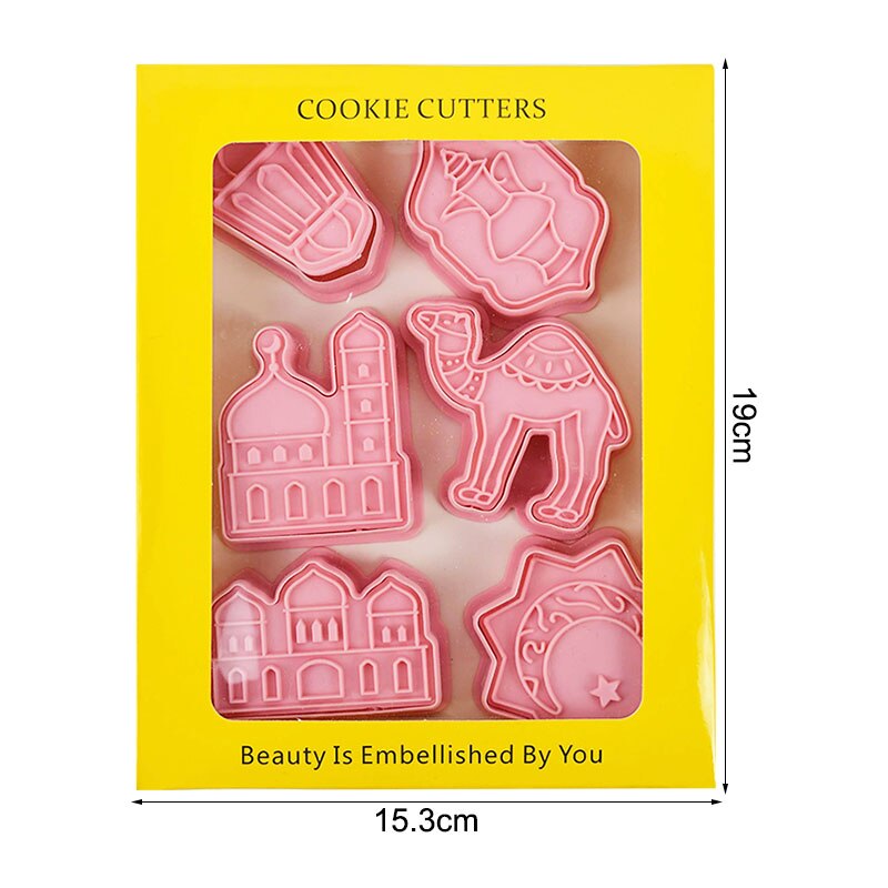 6Pcs Eid Mubarak Cookies Cutter Mould Ramadan Diy Cakevorm Ramadan Kareem Party Muffin Decoratied Stempel Gereedschap