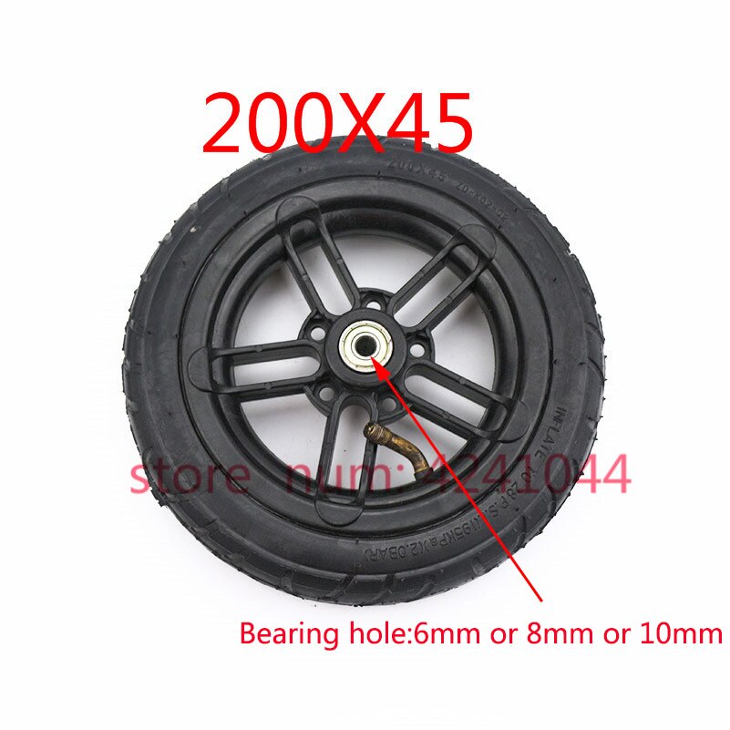 8 Inch Inflatable Wheel 200x45 Pneumatic Tyre Use Nylon Hub Fit M8 or M6 bearing 8" Air Wheel For Electric Scooter Replacement
