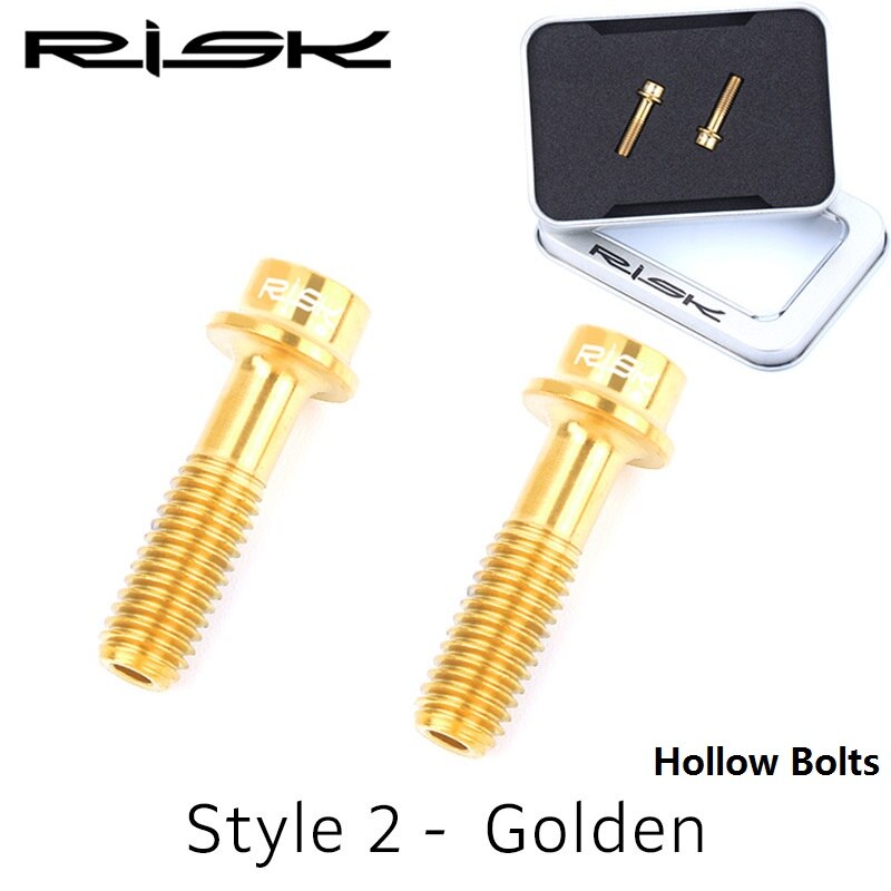 RISICO M5 * 18mm Titanium Legering Holle Schroef Remhendel Zadelklem Bevestigingsbouten MTB Road Fiets Schroeven Fietsen accessoires Zwart: Style 2-Golden